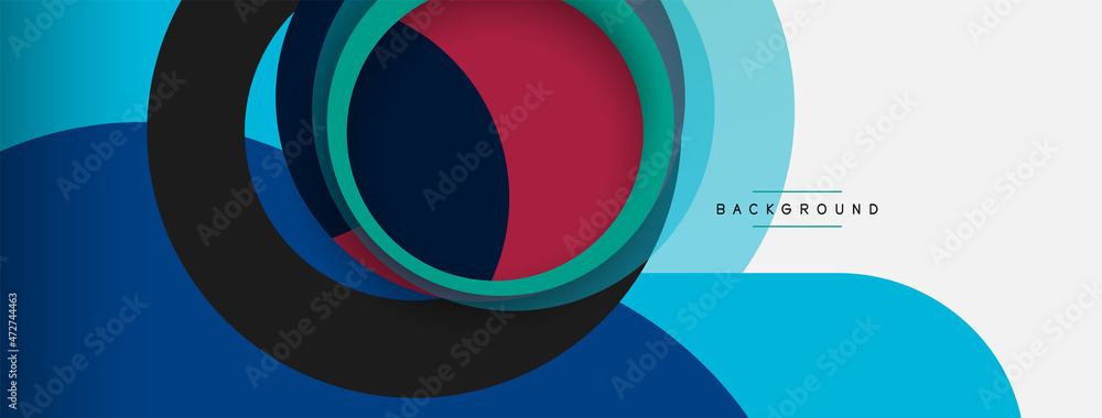 Obraz premium Creative geometric wallpaper. Minimal abstract background. Circles composition vector illustration for wallpaper banner background or landing page