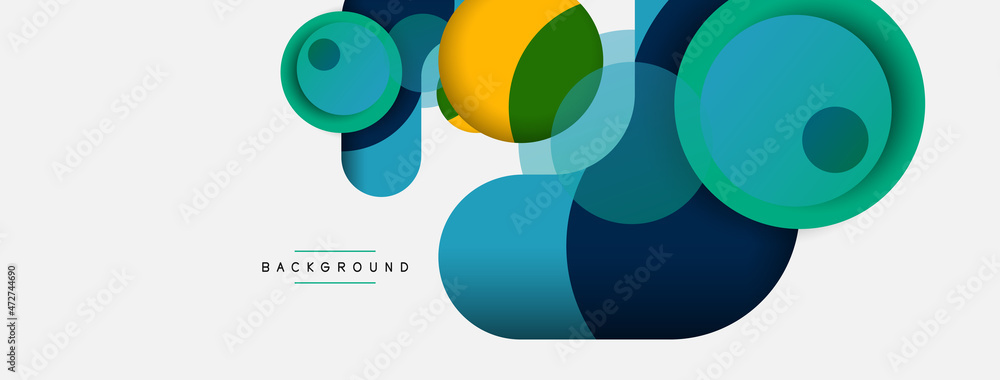 Obraz premium Vector round shapes circles minimal geometric background. Vector illustration for wallpaper banner background or landing page