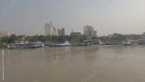 Kolkata city landscape view on the banks of Hooghly River. Kolkata, West Bengal, India, South Asia Pac . Novenber 22, 2021
