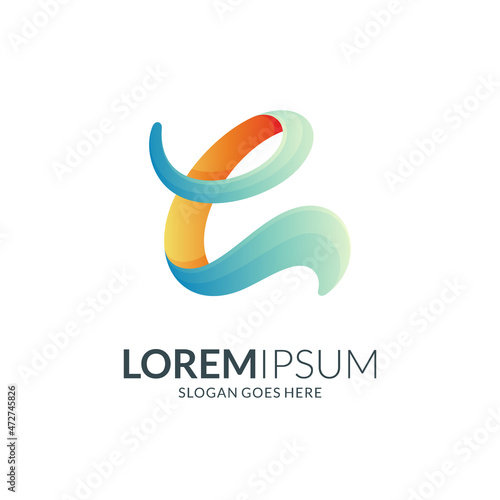 letter e and wave logo concept in gradient colors