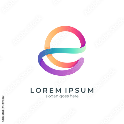 infinity letter e logo, simple minimalist initial e logo