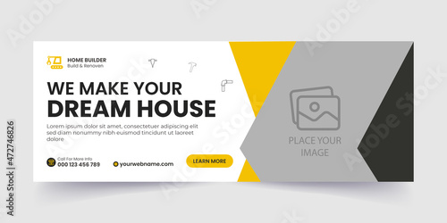 Construction handyman home repair social media timeline cover web banner template