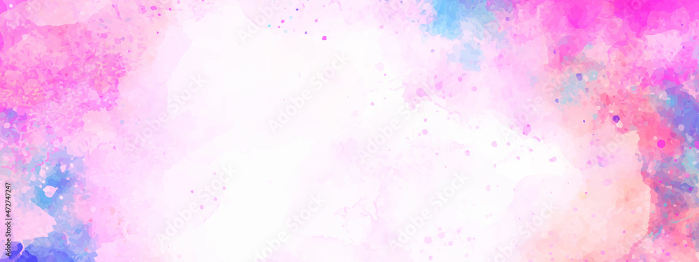 abstract colorful and violet rainbow pastel unicorn girly watercolor on paper  background with splashes on a paper victor