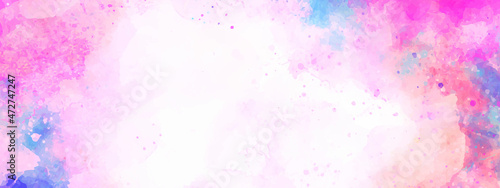 abstract colorful and violet rainbow pastel unicorn girly watercolor on paper  background with splashes on a paper victor