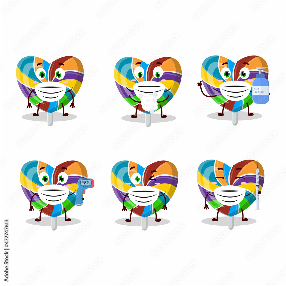 A picture of rainbow love twirl candy cartoon design style keep staying healthy during a pandemic