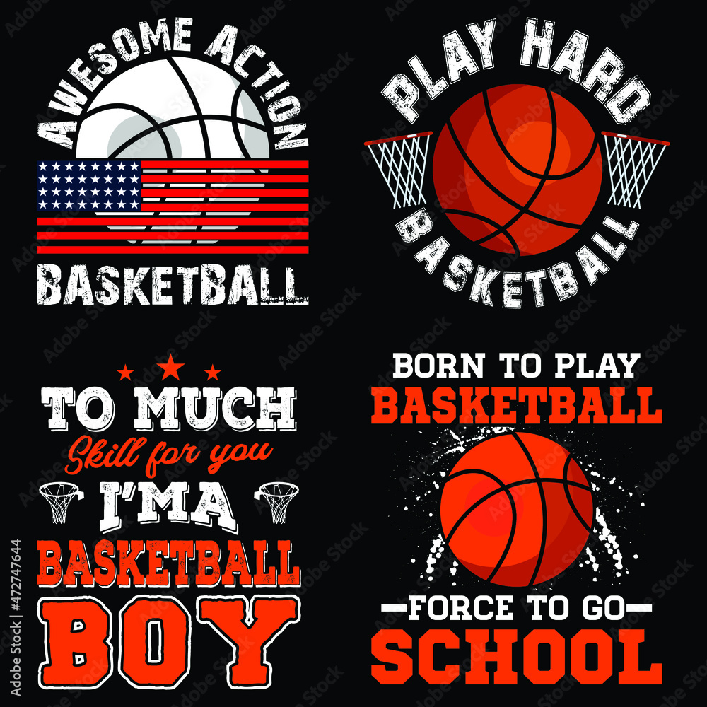 Basketball t-shirt bundle design. EPS-10.