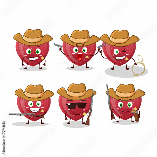 Cool cowboy red love gummy candy cartoon character with a cute hat