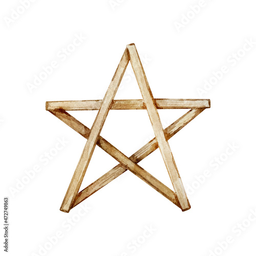 winter illustration, christmas wooden star