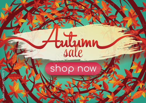 warm vibe autumn sale art banner background and product backgound