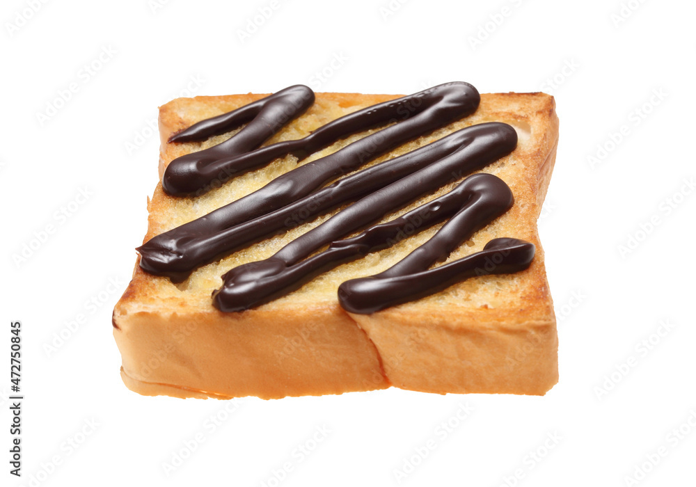 chocolate cream with bread on white background chocolate cream with bread on white background