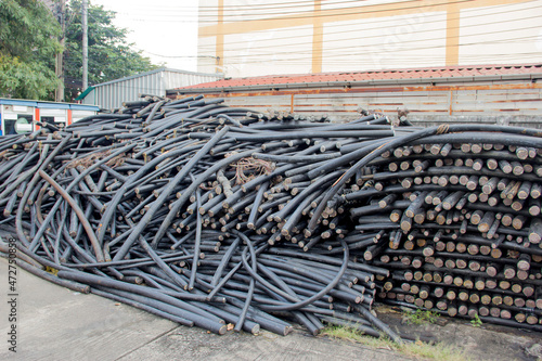 A pile of copper communication cables waiting to be sold for recycling.
Technology transition from copper to optical cable.