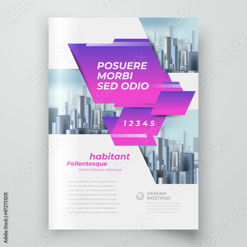 Flyer Cover design template Squares style purple color, blocks for images