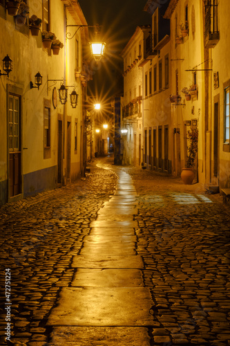 Obidos  Portugal  night  street scene