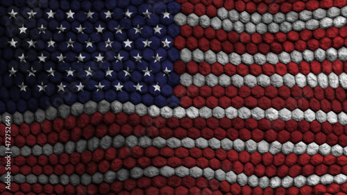 USA national flag painted on stone wall with wavy arrangement.