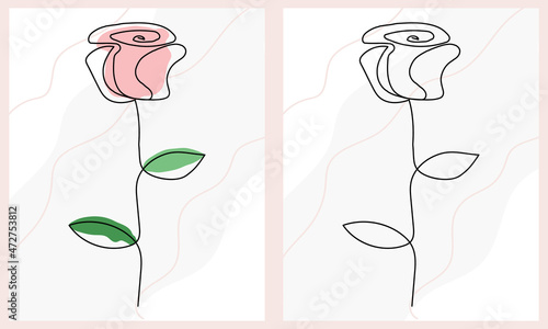Minimal Abstract One Line Rose Graphic Design
