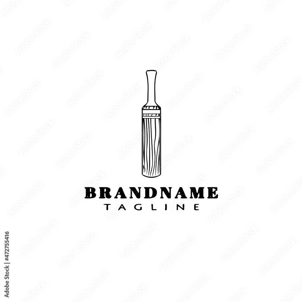 cricket bat logo icon cartoon cute template black isolated vector