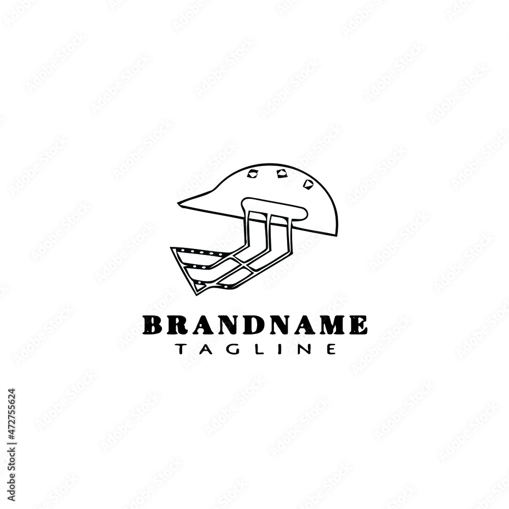 Fototapeta premium cricket helmet logo icon cartoon design template black isolated illustration