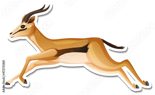 A sticker template of antelope cartoon character