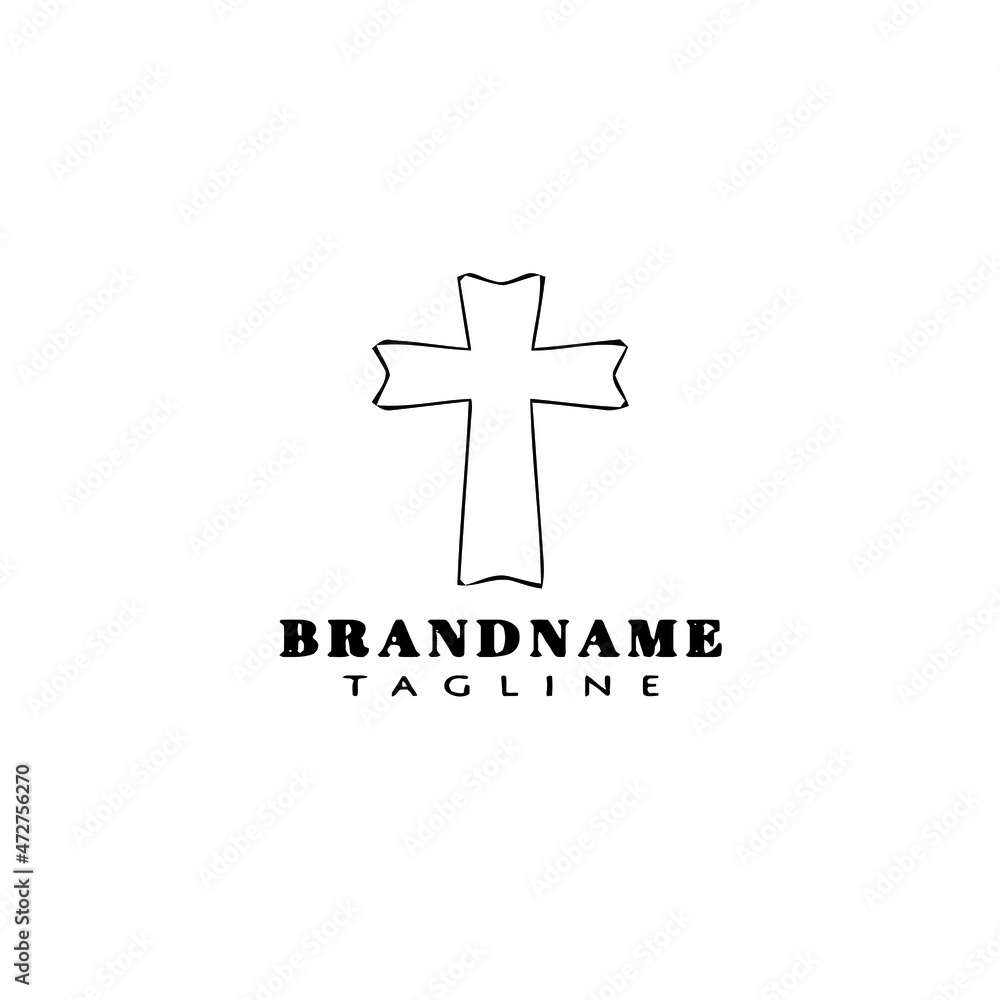 Obraz premium cross logo cartoon icon design template black isolated vector illustration