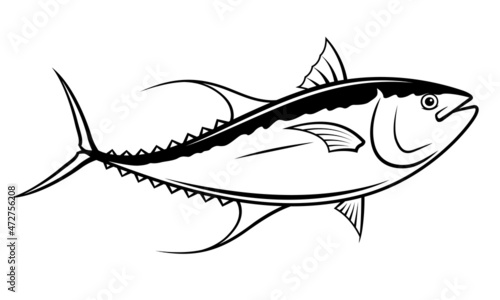 black and white tuna painting, vector