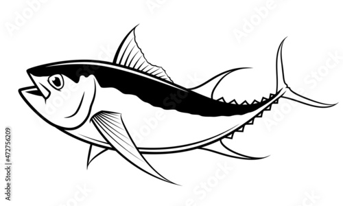 black and white tuna painting, vector