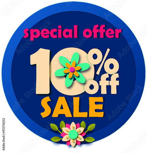 special offer 10% off sale  vector papercut style 