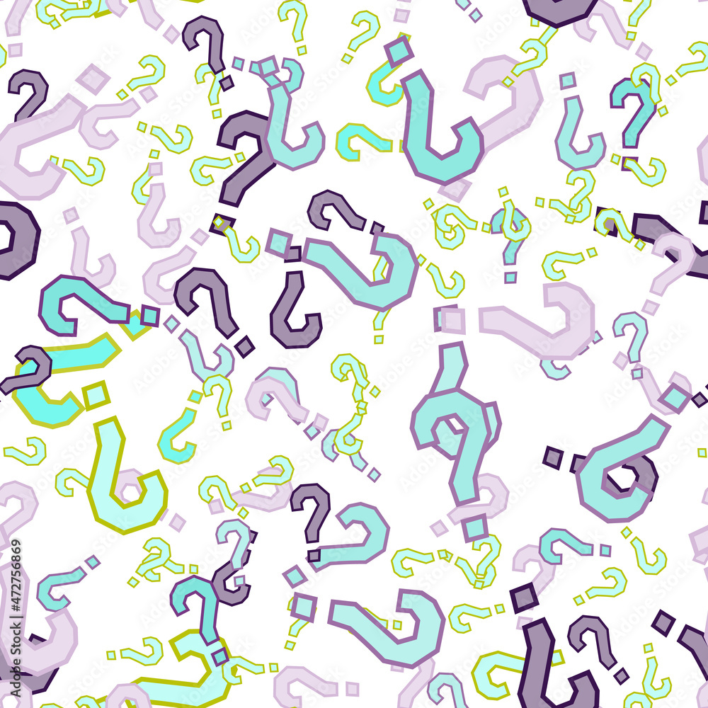 Quiz seamless pattern. Question marks, doubt, faq Quiz seamless pattern. Question marks, doubt, faq