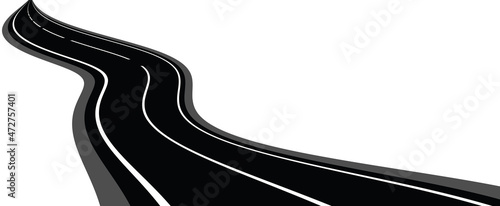 Silhouette of a curved road