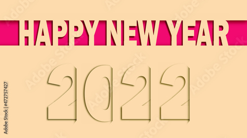 happy new year 2022 vector papercut style