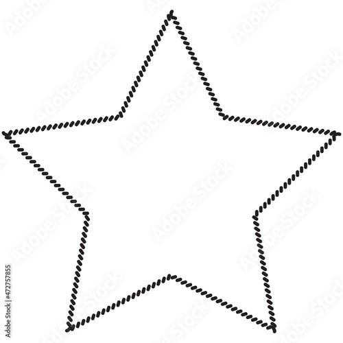 Straight yarn or rope star as border of frame in marine illustration