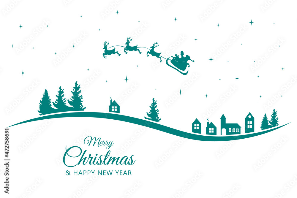 Merry Christmas with Santa Claus sleigh Merry Christmas with Santa Claus sleigh