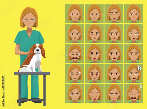 Manga Style Veterinarian Costume Cartoon Character Emotions