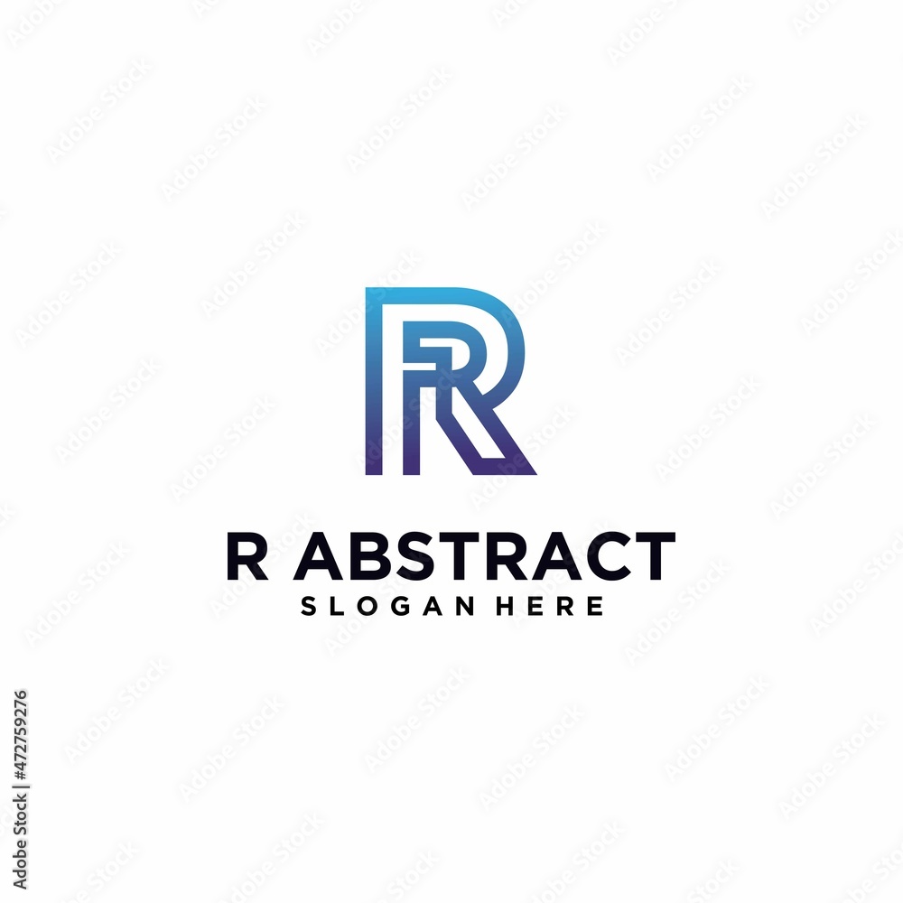 Letter R logo square shape with gradient color technology abstract digital logo letter R Letter R logo square shape with gradient color technology abstract digital logo letter R