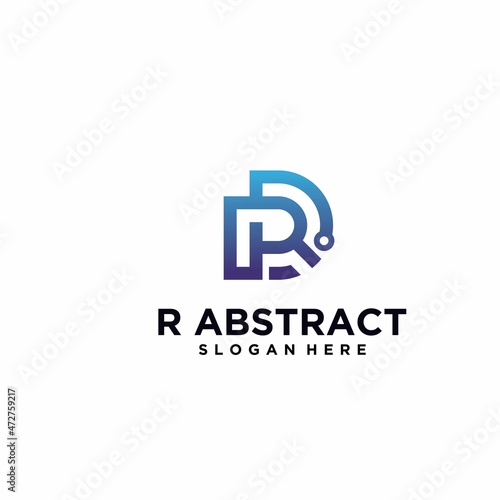Free Download Letter R logo square shape with gradient color technology abstract digital logo letter R - GFXLoad