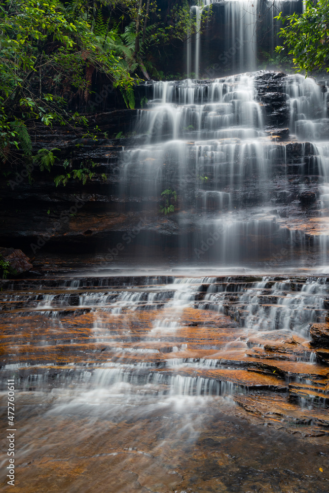 Close-up view of Junction Falls at Blue Mountains, Sydney, Australia.