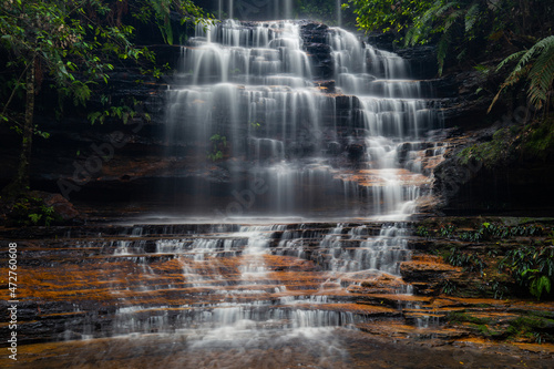 Close-up view of Junction Falls at Blue Mountains  Sydney  Australia.