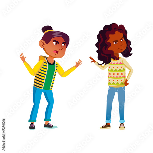 Angry girl quarrel swear. Friend bully. vector character flat cartoon Illustration