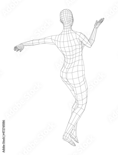 Wireframe ballerina in dance pose