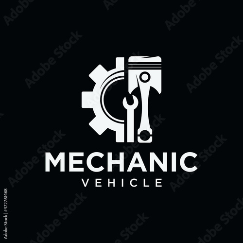 Mechanical technology logo automotive logo symbol vector illustration of a piston logo Premium