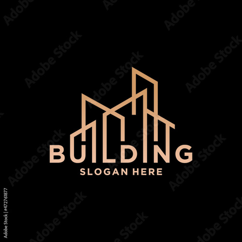Abstract building wordmark logo architect construction logo template architectural design and cons 