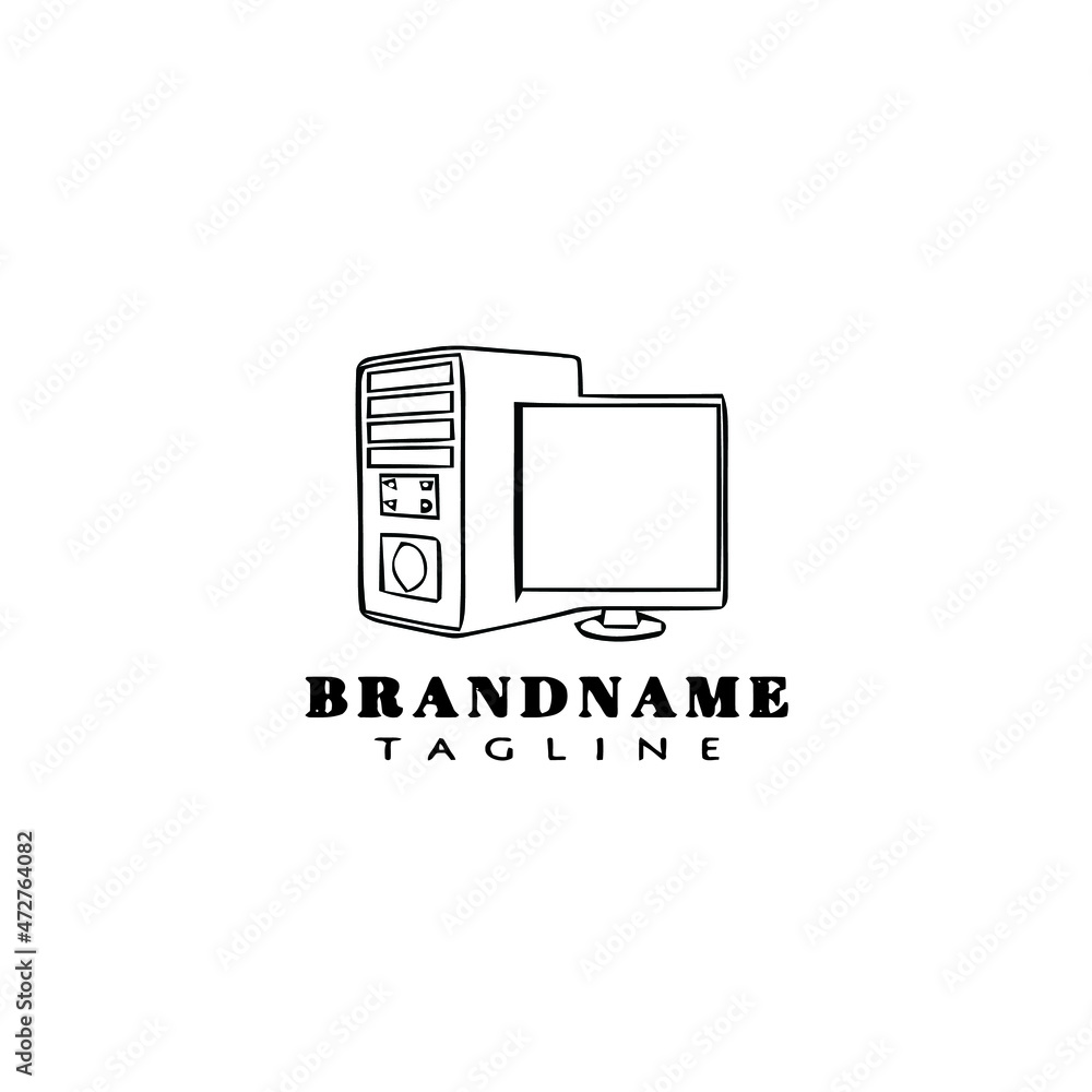 computer cartoon logo template icon design black vector illustration computer cartoon logo template icon design black vector illustration