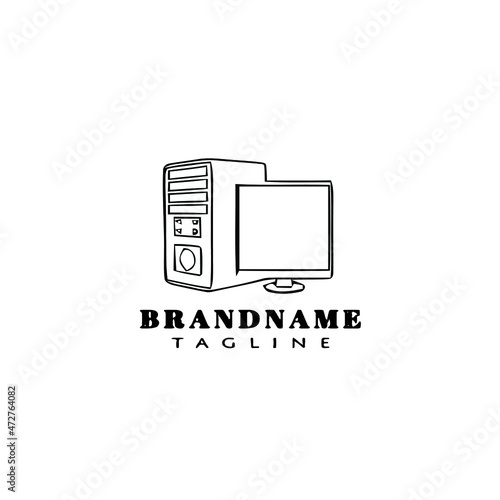 computer cartoon logo template icon design black vector illustration