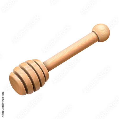 honey dipper empty stick. wooden spoon. pure tool. 3d realistic vector
