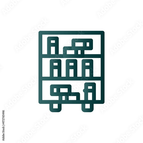 Book shelve Line Gradient Vector Icon Design