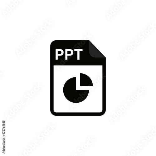 black color icon - PPT File types icon - vector art and illustration