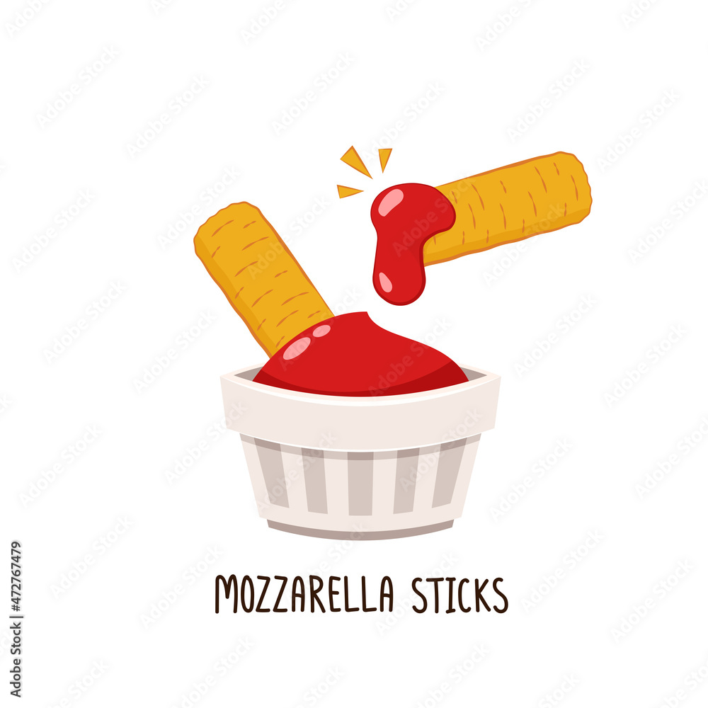 Mozzarella sticks vector. Mozzarella sticks on white background. Cheese