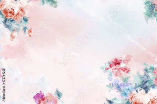 Beautiful oil painting flower illustration