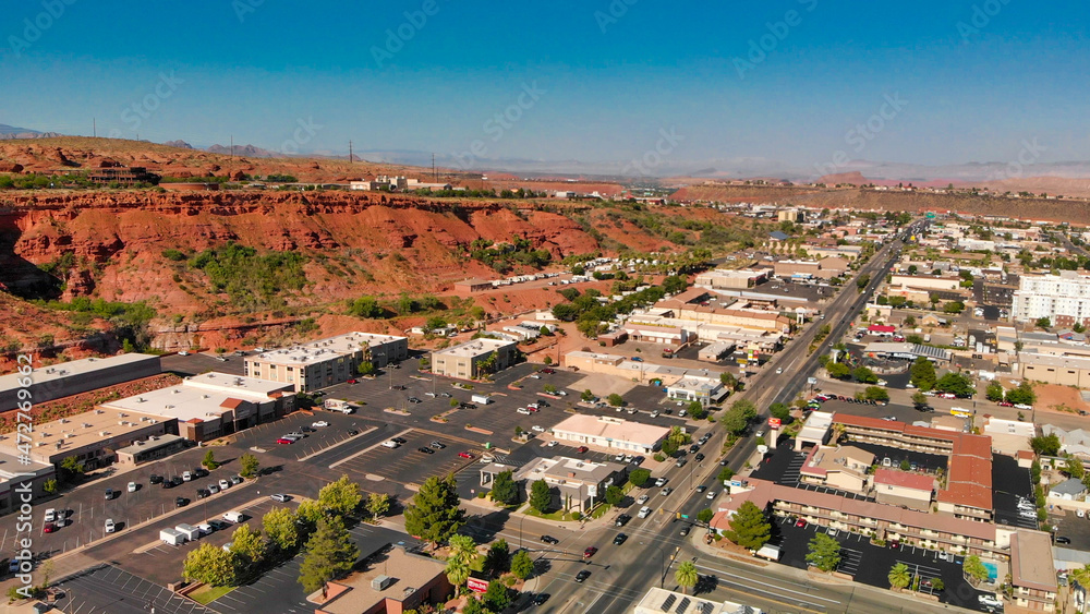 St George aerial skyline in summer season, Nevada