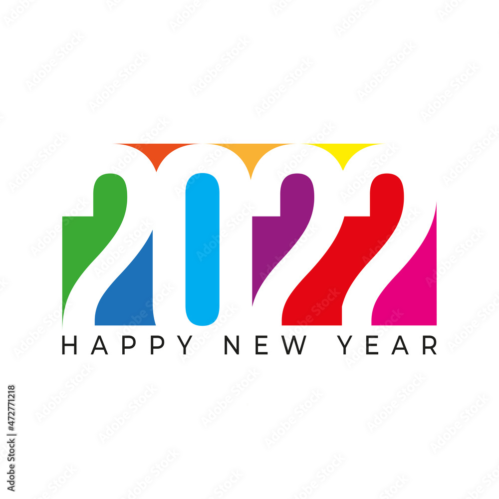 2022 Happy New Year logo text design for greeting card, calendar or any ...