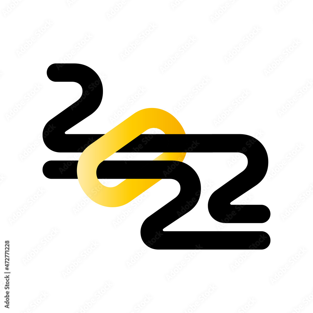 Naklejka premium 2022 Happy New Year logo text design for greeting card, calendar or any design. 2022 number design template. modern and futuristic 2022 happy new year symbols. Vector illustration